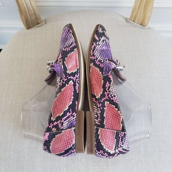 DONALD J PLINER Nolin Lavender Viper Python Leather Chain Loafer Flats Sz 7 - Picture 10 of 13